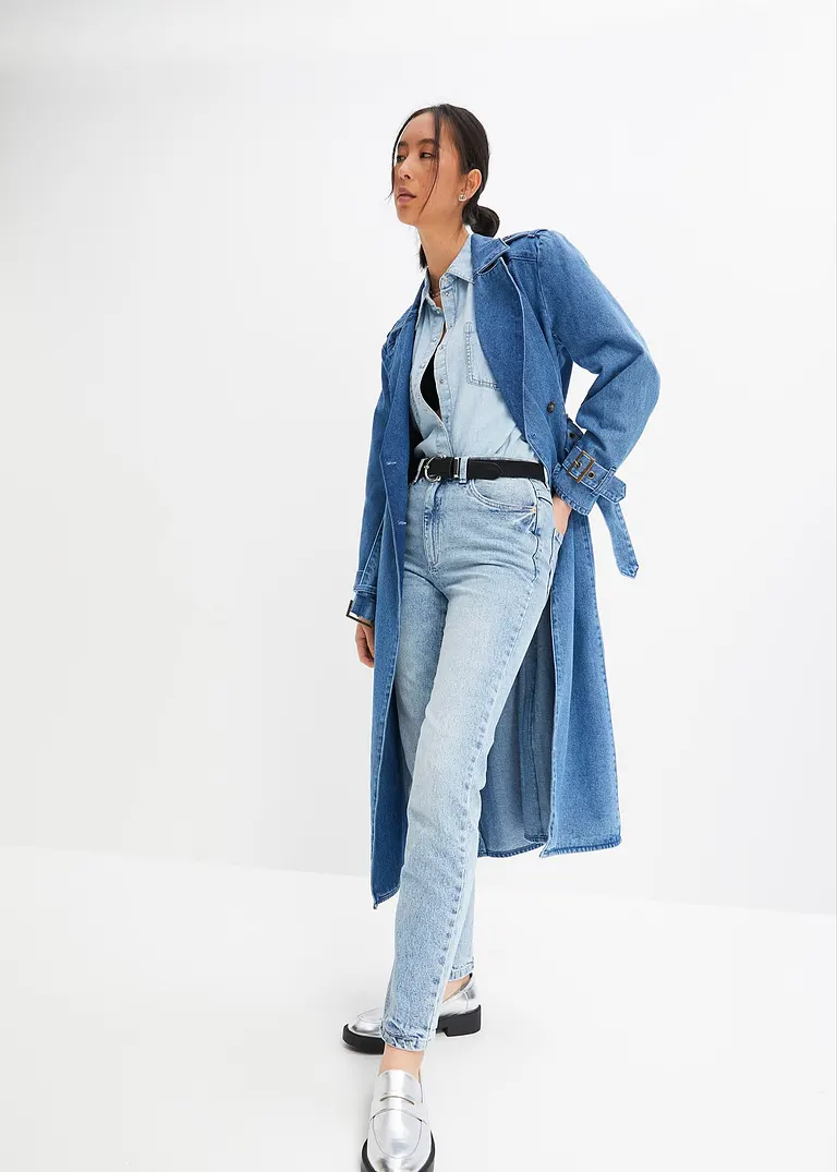 Bonprix Gerade Jeans Mit Hohem Bund Aus Einem Festen Baumwolldenim Der Sich Zunächst Etwas Steif Anfühlt Und Durch Häufiges Tragen Weicher Und Lockerer Wird