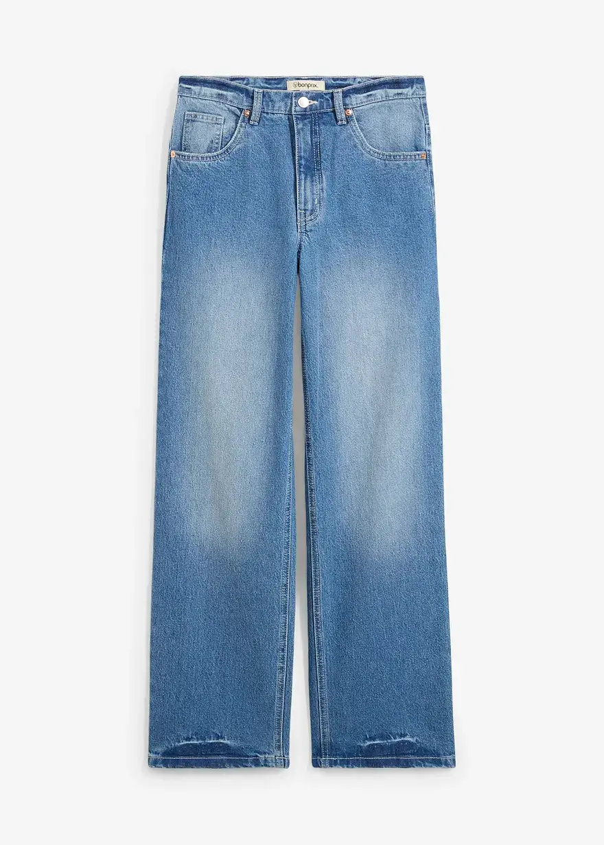 bonprix Gerade Jeans mit hohem Bund - blau petite - Damen