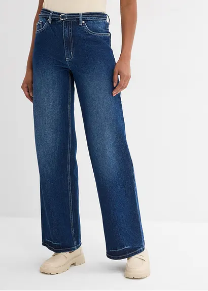 Bonprix Gerade Jeans Mit Hohem Bund - Blau Regular - Damen