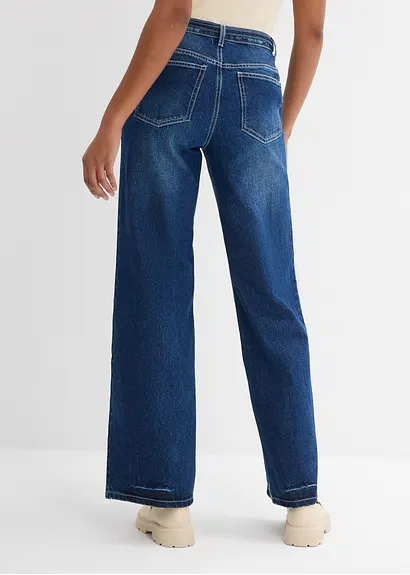 Bonprix Gerade Jeans Mit Hohem Bund - Blau Regular - Damen
