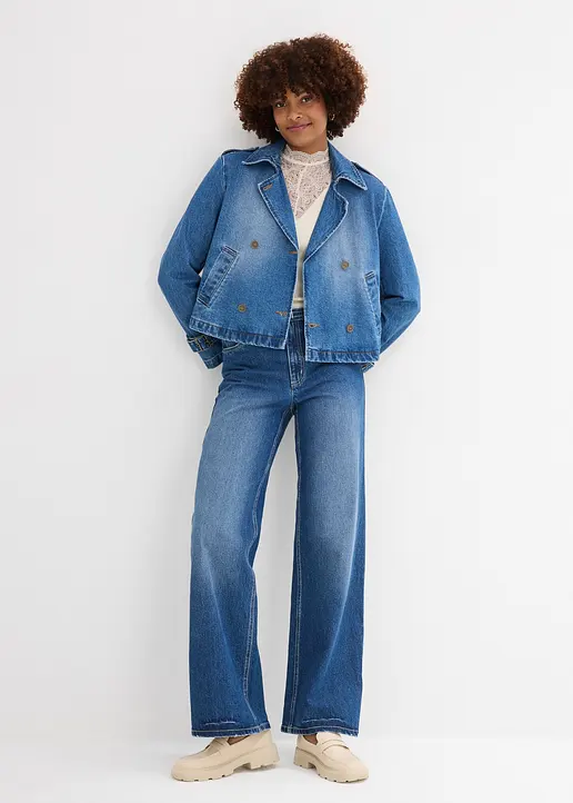 Bonprix Gerade Jeans Mit Hohem Bund - Blau Regular - Damen