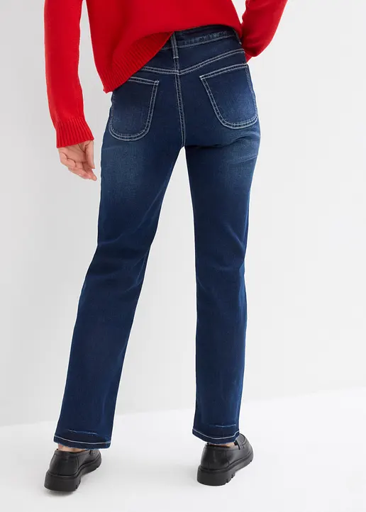 Bonprix Gerade Jeans Mit Mittlerem Bund - Blau Regular - Damen