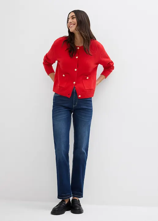 Bonprix Gerade Jeans Mit Mittlerem Bund - Blau Regular - Damen