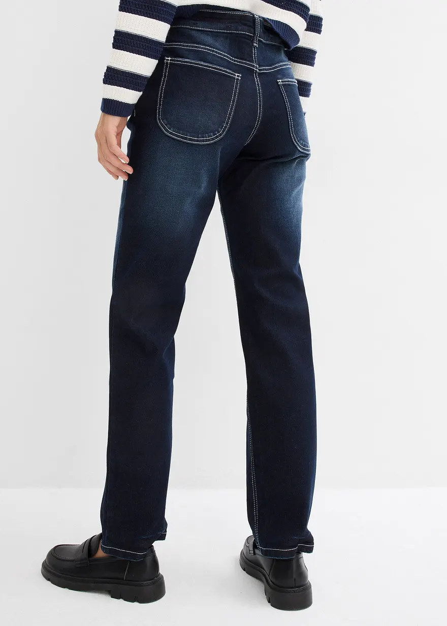 Bonprix Gerade Jeans Mit Mittlerem Bund - Blau Regular - Damen