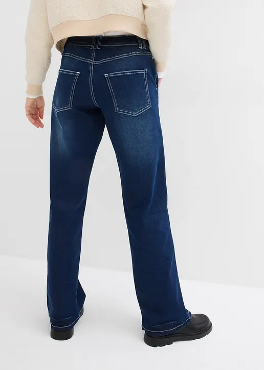 Bonprix Gerade Jeans Mit Mittlerem Bund Und Stretch - Blau Regular