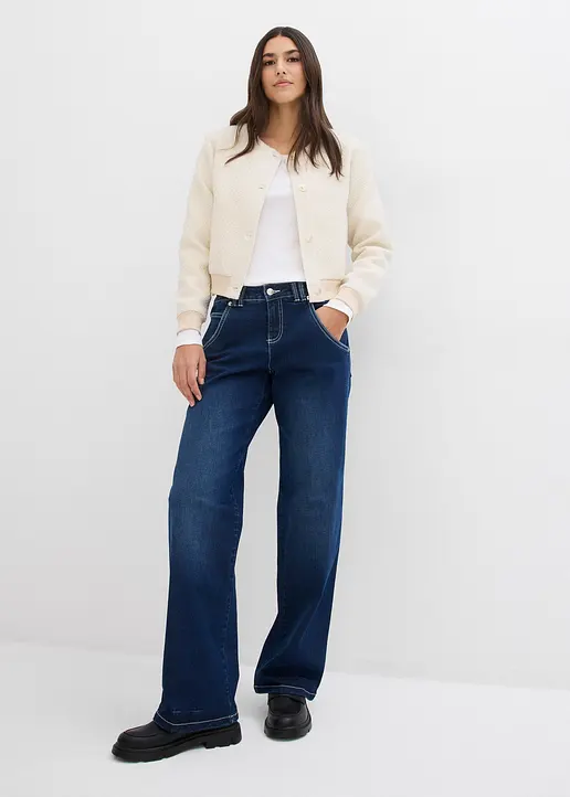 Bonprix Gerade Jeans Mit Mittlerem Bund Und Stretch - Blau Regular