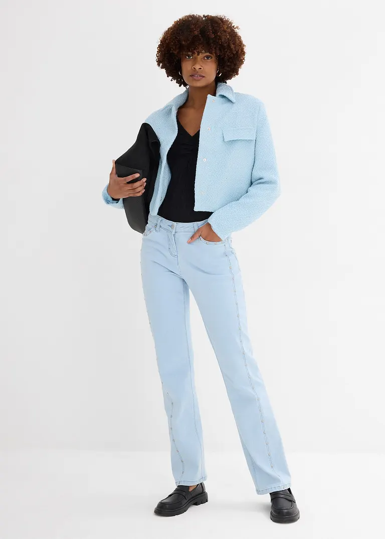Bonprix Gerade Jeans Mit Stretch Und Nieten - Blau Regular