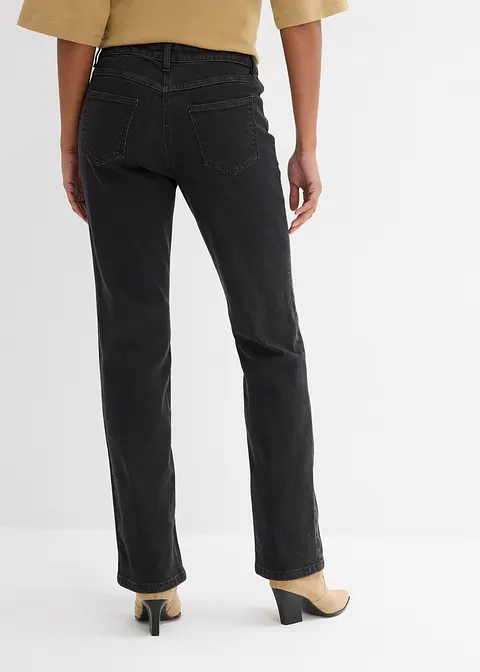 Bonprix Gerade Jeans Mit Stretch Und Nieten - Schwarz Regular