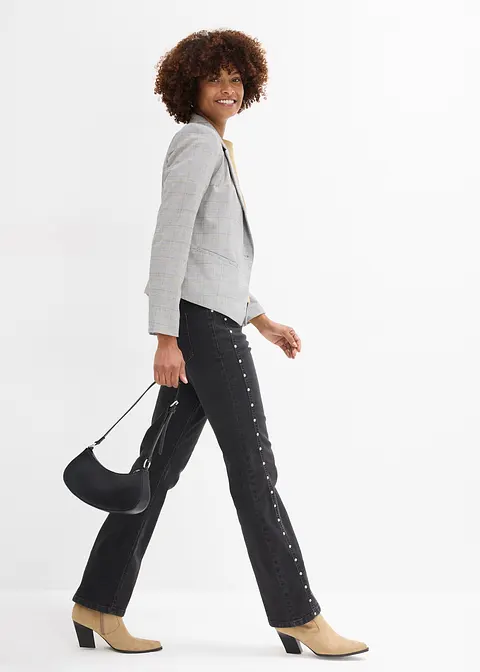Bonprix Gerade Jeans Mit Stretch Und Nieten - Schwarz Regular