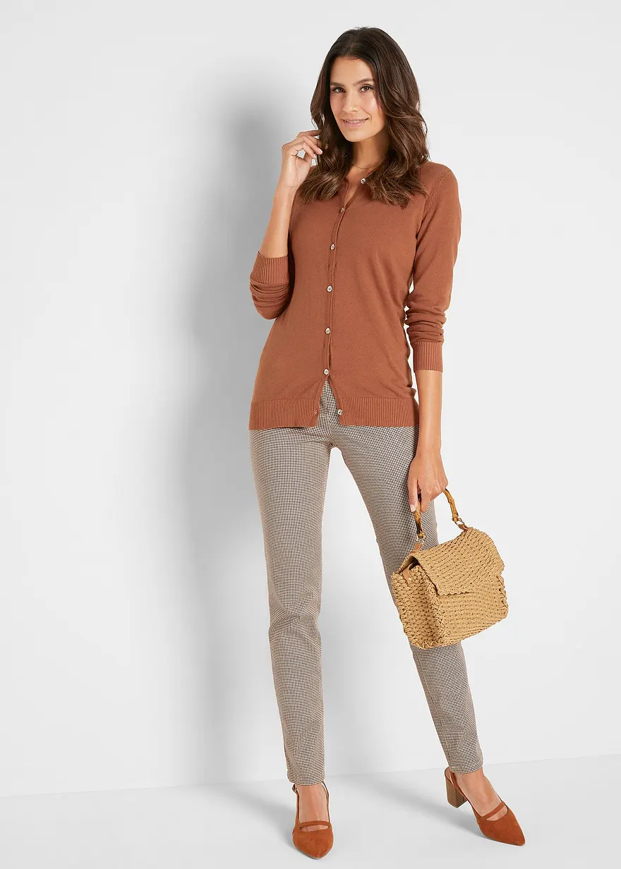 Bonprix Geschmackvolle Strickjacke Mit Rundhalsausschnitt - Braun - Damen