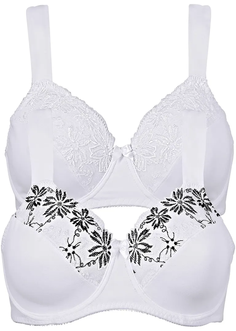 bonprix Geschmackvoller BH im Doppelpack - weiß+weiß/schwarz Cup C
