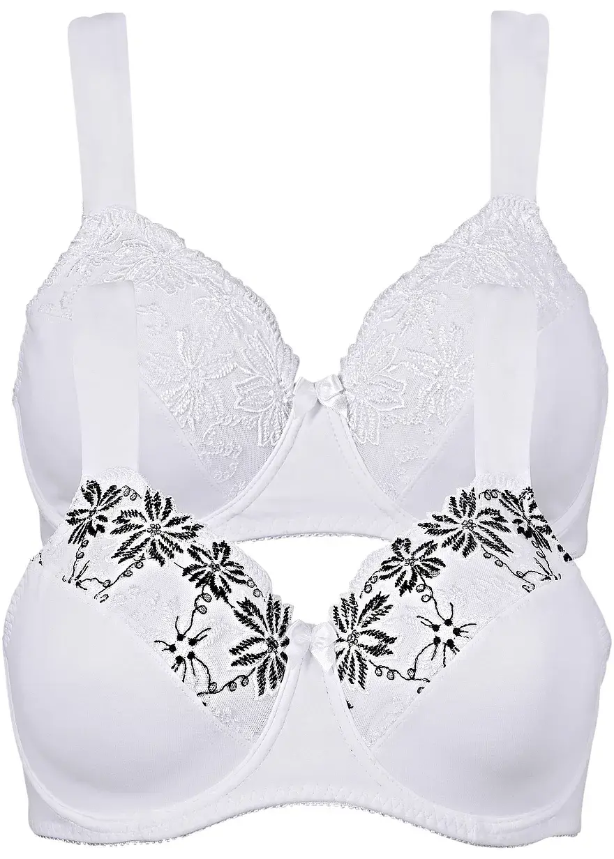 bonprix Geschmackvoller BH im Doppelpack - weiß+weiß/schwarz Cup E