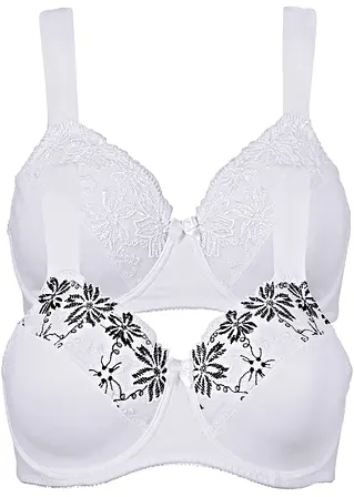 bonprix Geschmackvoller BH im Doppelpack - weiß+weiß/schwarz Cup B