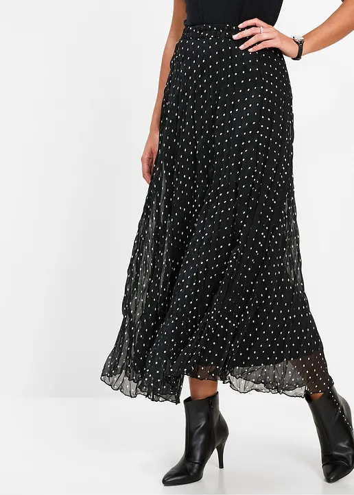 Bonprix Geschmackvoller Chiffon-Rock In Crash-Optik Mit Elastikbund