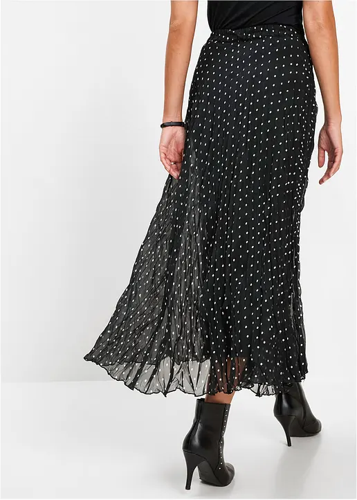 Bonprix Geschmackvoller Chiffon-Rock In Crash-Optik Mit Elastikbund