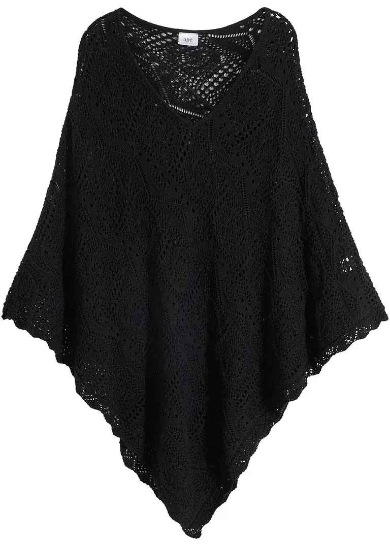 bonprix Geschmackvoller Poncho im schlichten Design - schwarz