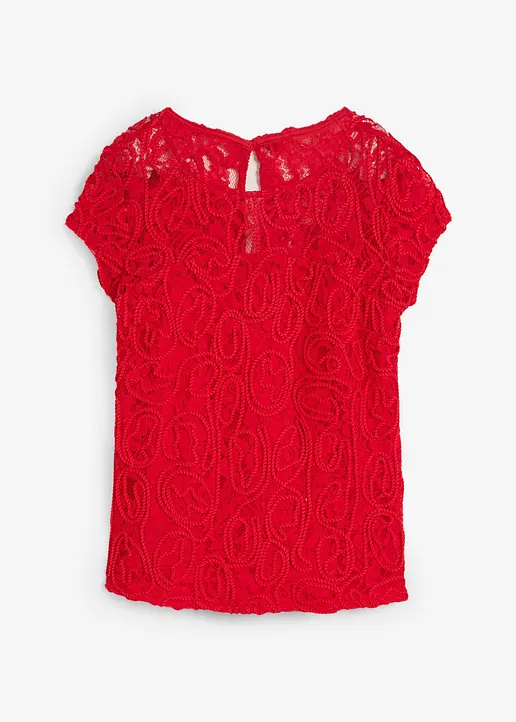 bonprix Geschmackvolles Spitzenblusenshirt - rot - Damen
