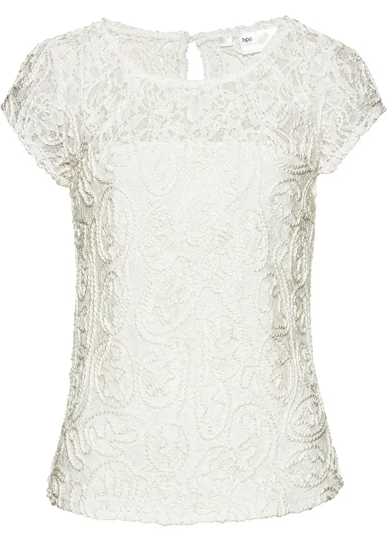 bonprix Geschmackvolles Spitzenblusenshirt - weiß - Damen