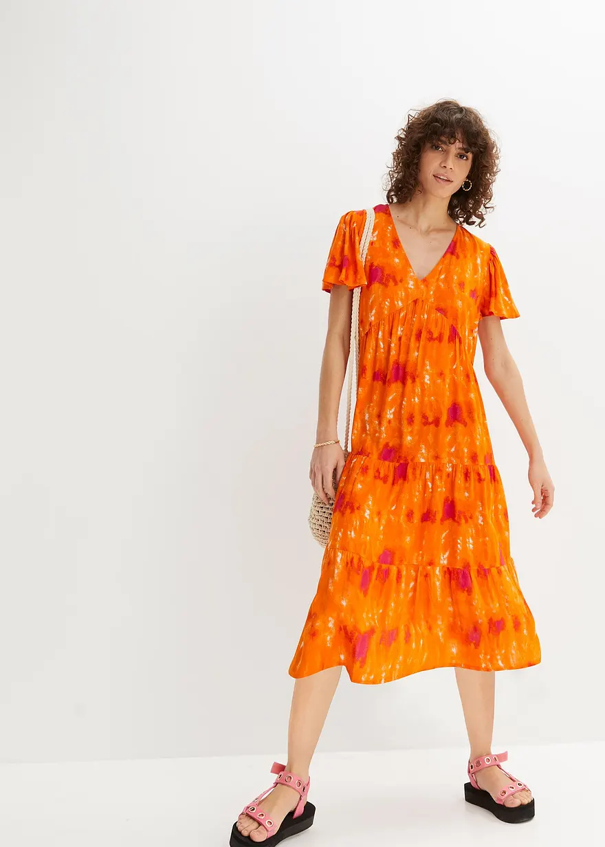 Bonprix Geschmeidig Fallendes Kleid Mit V-Ausschnitt Umspielt Jeden Figurtypen