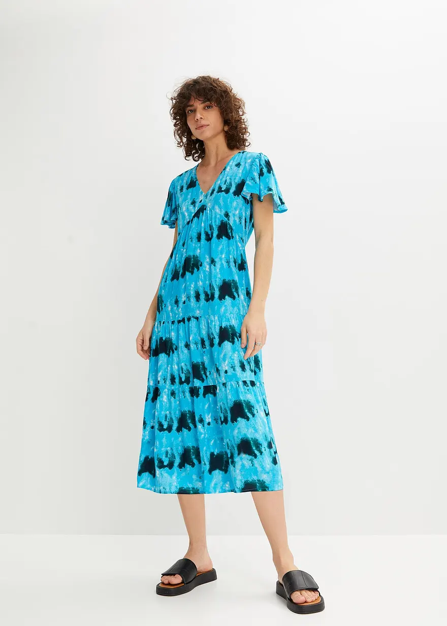 Bonprix Geschmeidig Fallendes Kleid Mit V-Ausschnitt Umspielt Jeden Figurtypen