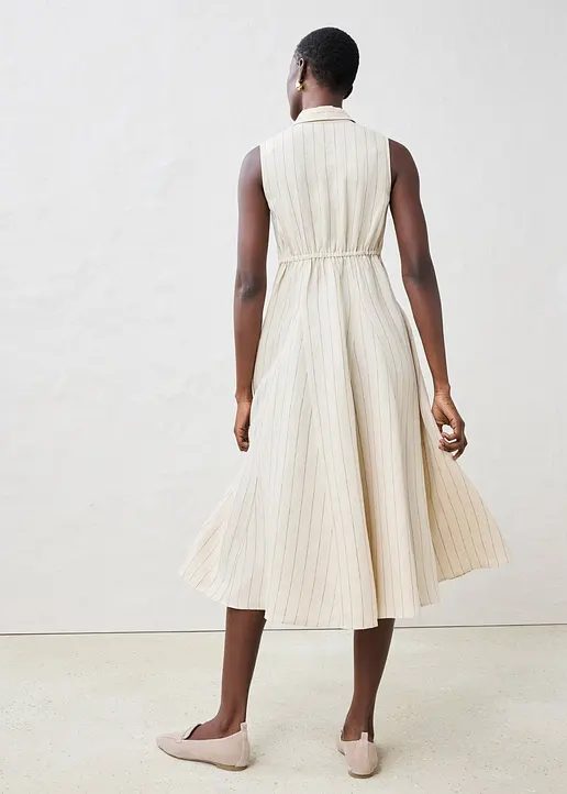 Bonprix Geschmeidiges Hemdblusenkleid Aus Reinem Leinen - Beige