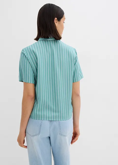 Bonprix Gestreifte Kurzarmbluse Aus Fließender Viskose - Grün