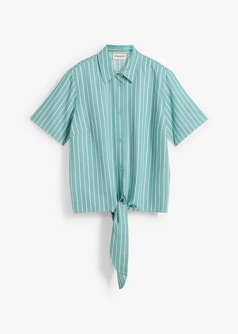 bonprix Gestreifte Kurzarmbluse aus fließender Viskose - grün
