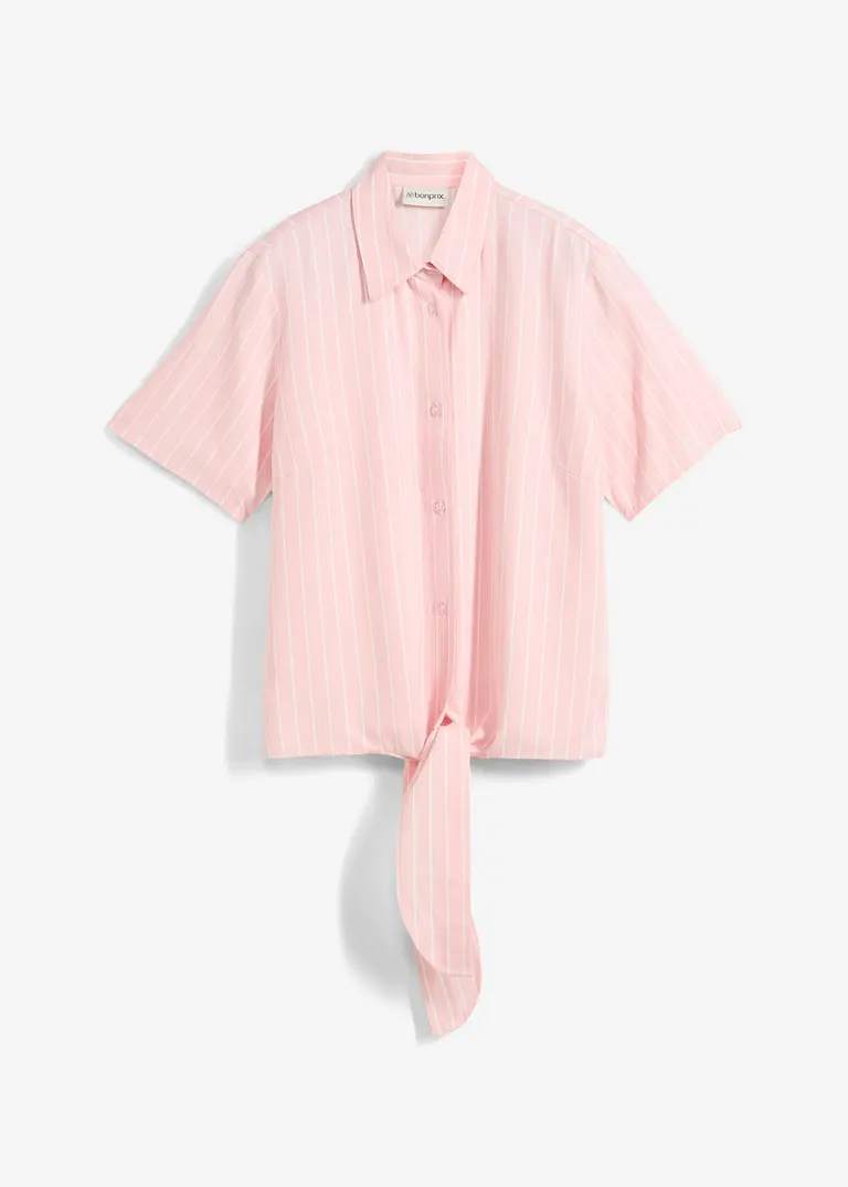 bonprix Gestreifte Kurzarmbluse aus fließender Viskose - rosa