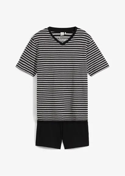 bonprix Gestreifter Shorty mit Hosentaschen - schwarz - Herren