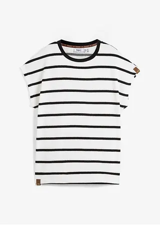 bonprix Gestreiftes Kurzarmshirt mit Streifen - weiß - Damen