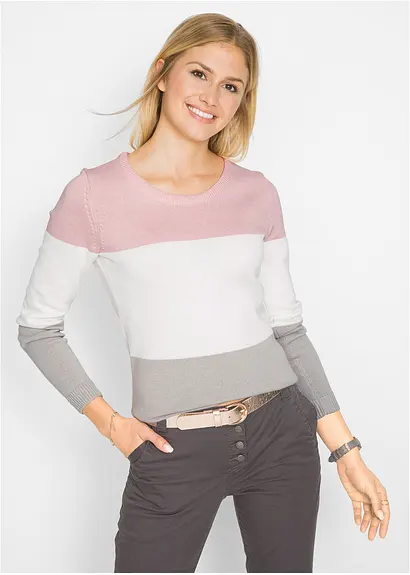 Bonprix Gestrickter Pullover Mit Langen Ärmeln - Rosa - Damen