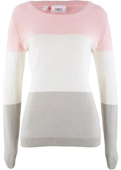bonprix Gestrickter Pullover mit langen Ärmeln - rosa - Damen