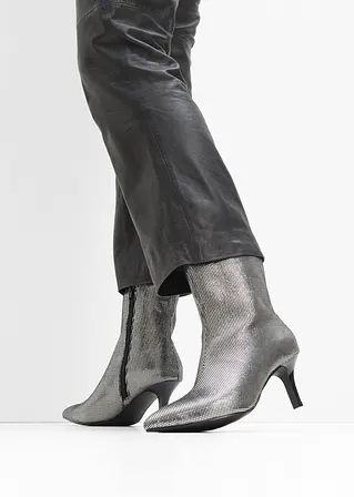 Bonprix Glamouröse Stiefelette Im Metallic Look - Silber