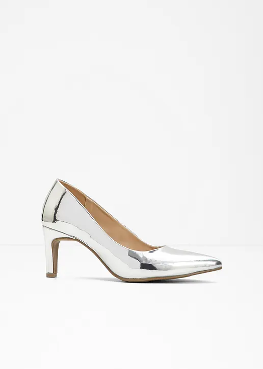 bonprix Glamouröser Pumps im Metallic Look - silber - Damen