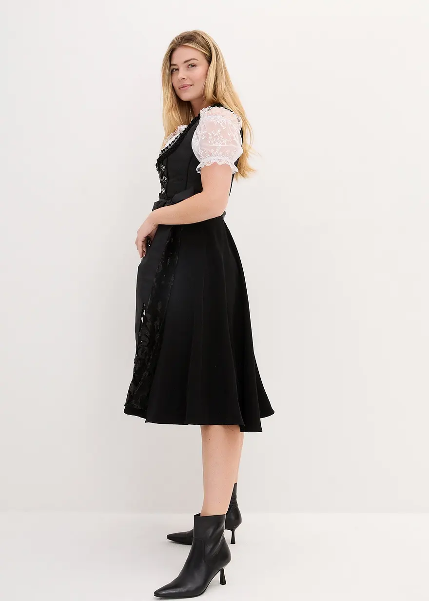 Bonprix Glänzendes Dirndl Mit Pailletten-Schürze Und Schnürung
