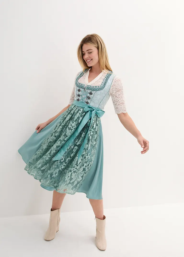Bonprix Glänzendes Dirndl Mit Pailletten-Schürze Und Schnürung