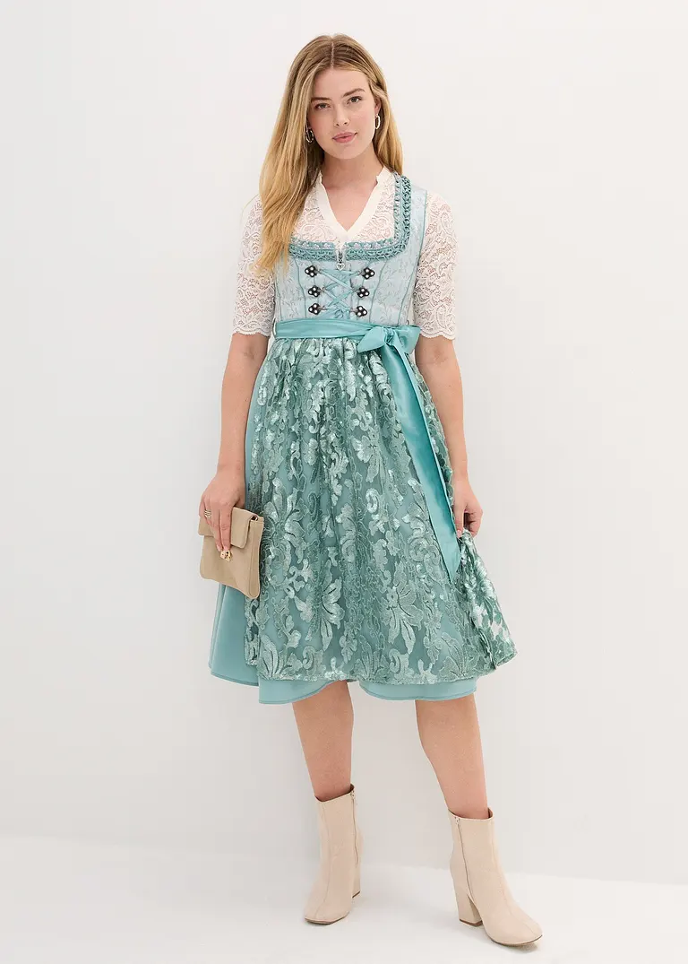Bonprix Glänzendes Dirndl Mit Pailletten-Schürze Und Schnürung