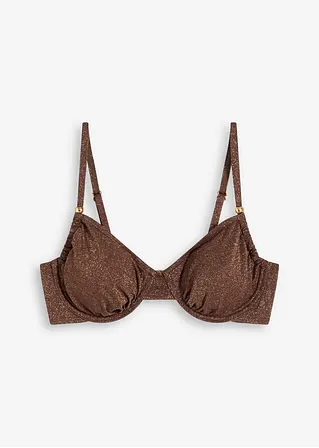 bonprix Glitzerndes Bügle Bikini Oberteil - braun Cup C