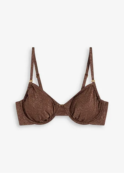 bonprix Glitzerndes Bügle Bikini Oberteil - braun Cup E
