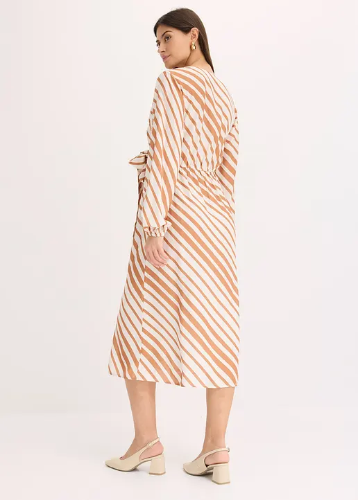 Bonprix Graphisch Bedrucktes Midikleid Mit V-Ausschnitt. - Weiß