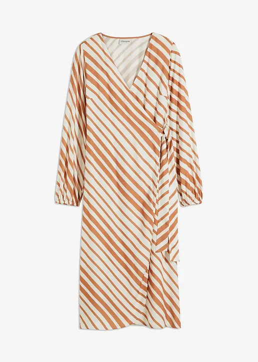 bonprix graphisch bedrucktes Midikleid mit V-Ausschnitt. - weiß