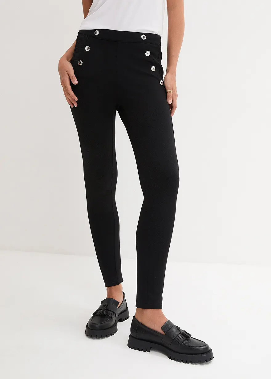 Bonprix Gut Sitzende Leggings In Fester Punto Di Roma-Qualität Mit Zierknöpfen