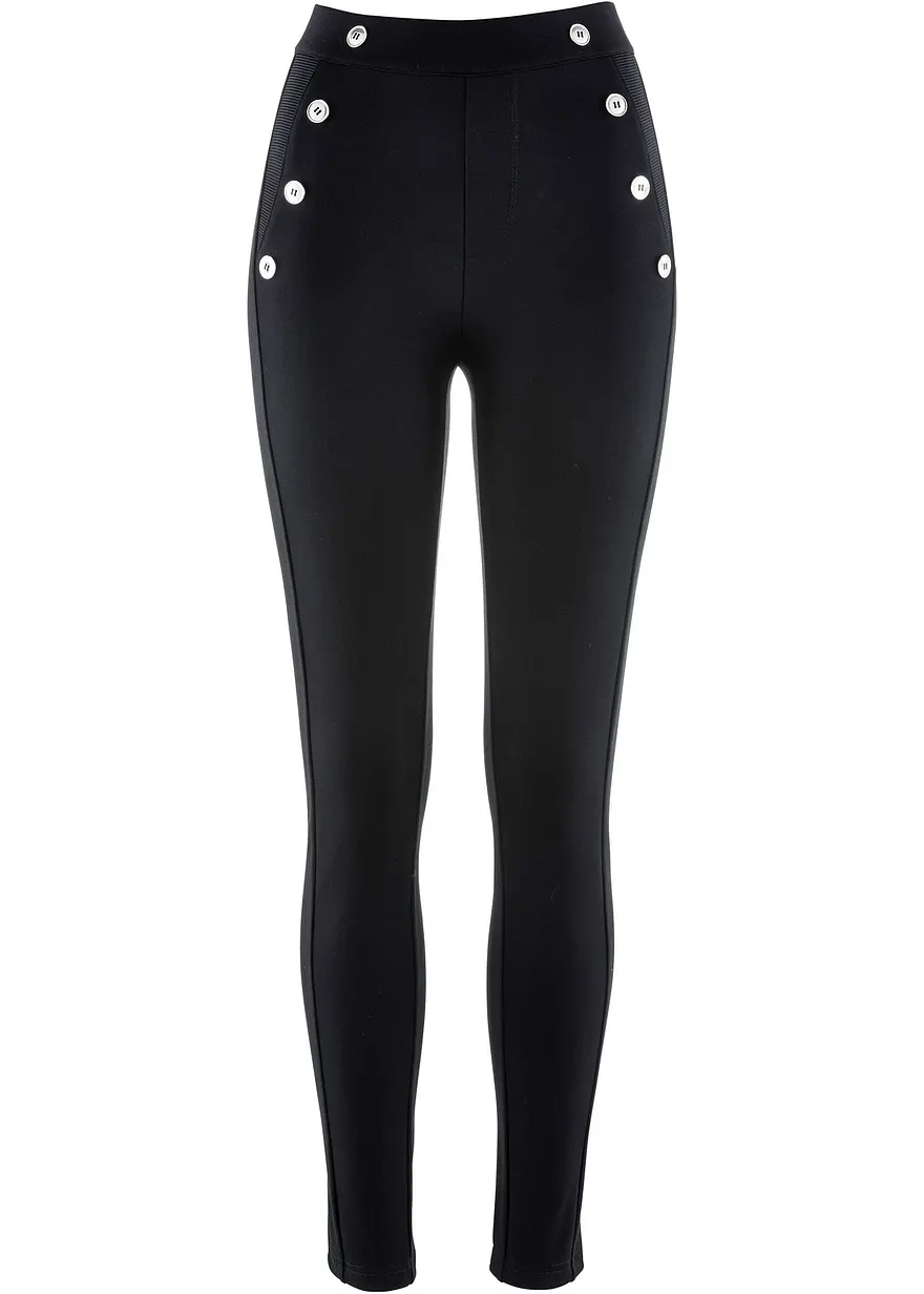 bonprix Gut sitzende Leggings in fester Punto Di Roma-Qualität mit Zierknöpfen