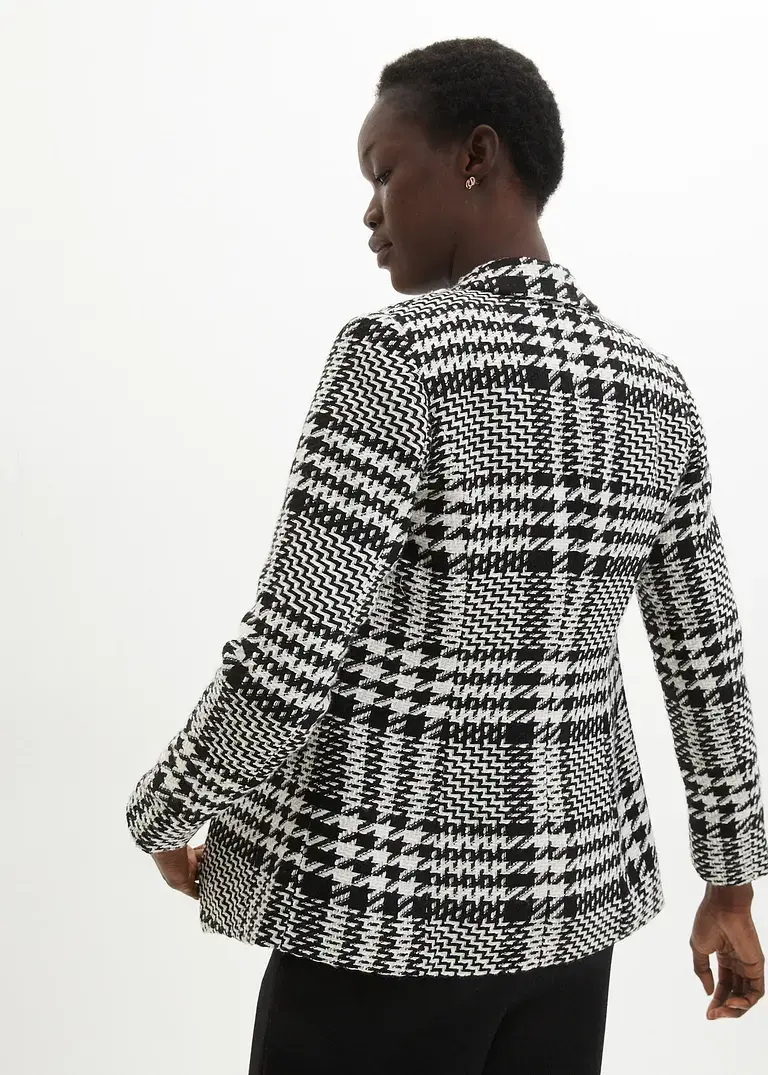 Bonprix Hahnentrittmuster Boucléblazer - Schwarz - Damen