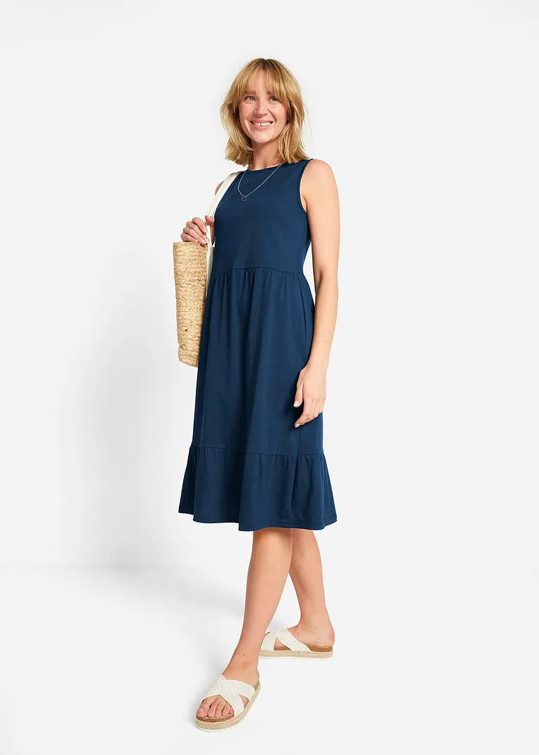 Bonprix Hängerkleid Mit Rundhalsausschnitt Volants Und Teilungsnaht An Der Taille A-Form