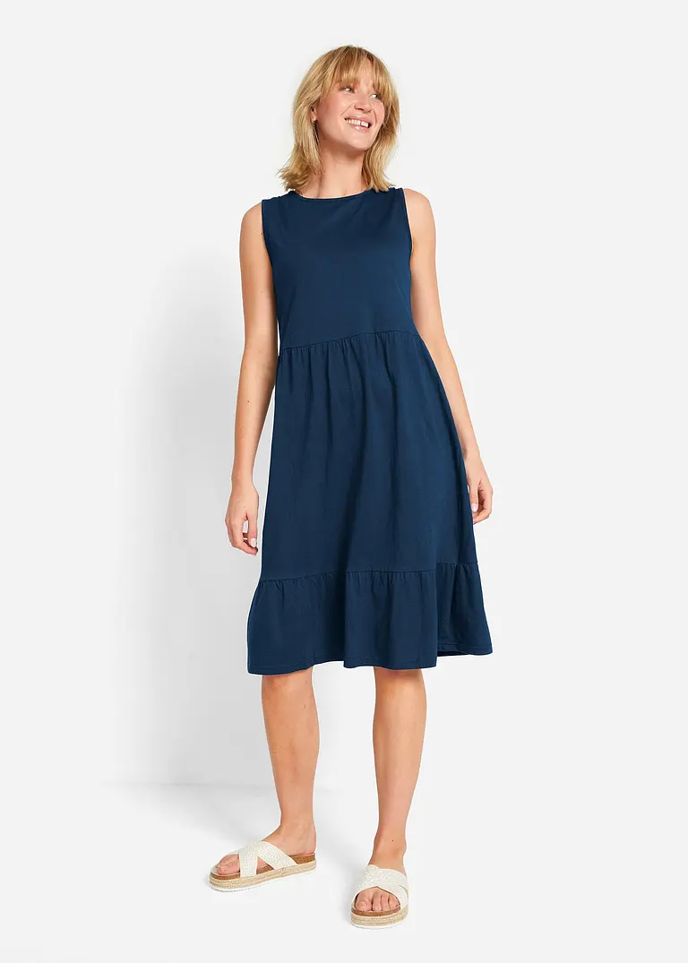 Bonprix Hängerkleid Mit Rundhalsausschnitt Volants Und Teilungsnaht An Der Taille A-Form