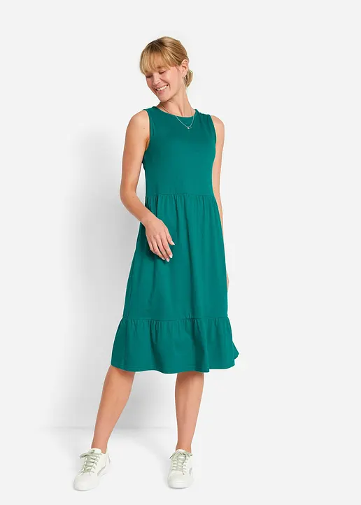 Bonprix Hängerkleid Mit Rundhalsausschnitt Volants Und Teilungsnaht An Der Taille A-Form