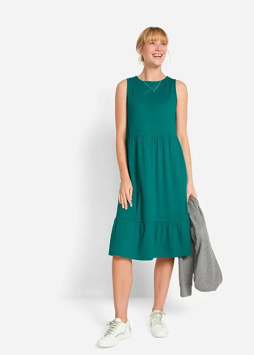 Bonprix Hängerkleid Mit Rundhalsausschnitt Volants Und Teilungsnaht An Der Taille A-Form