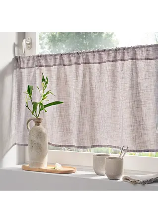Bonprix Helle Küchengardine In Schlichter Leinen-Optik - Grau Tunnelzug