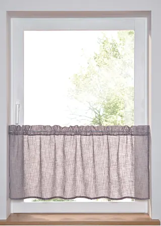 bonprix Helle Küchengardine in schlichter Leinen-Optik - grau Tunnelzug